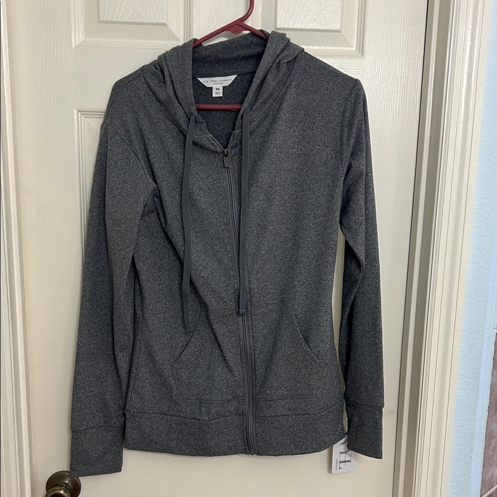 NYL  Women's Heather Charcoal Zip-Up Hooded Jacket